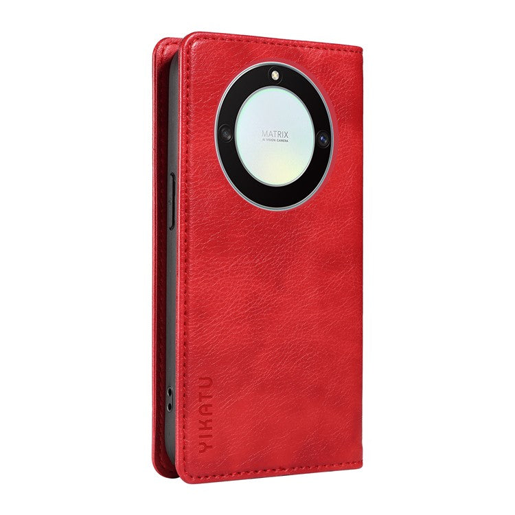 YIKATU YK-006 For Honor X40 5G / X9a 5G / Magic5 Lite 5G Leather Case Litchi Texture Phone Wallet Cover - Red