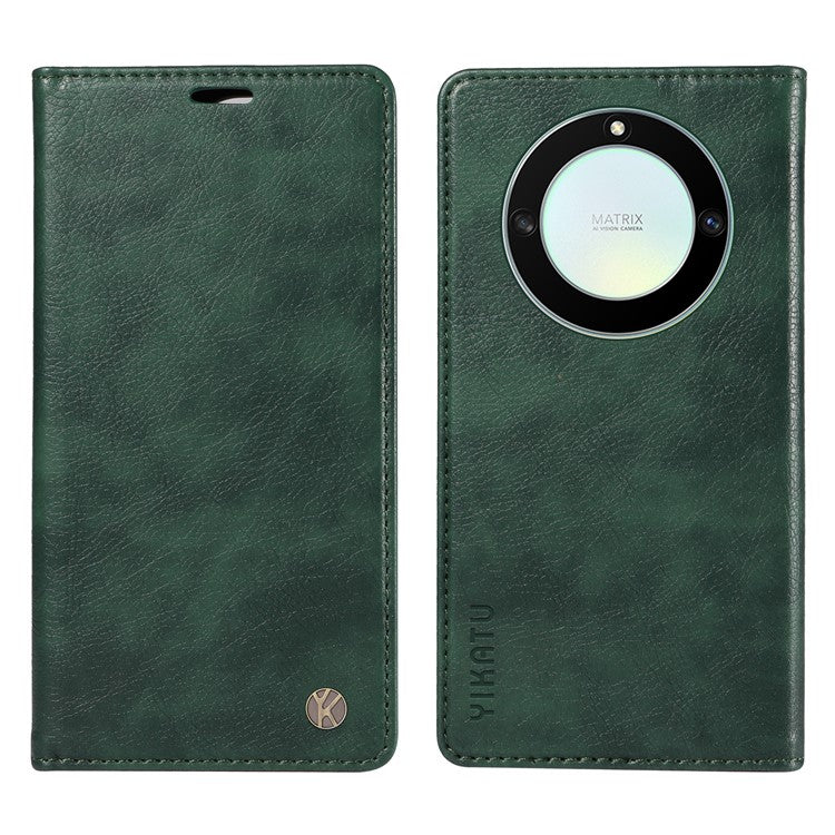 YIKATU YK-006 For Honor X40 5G / X9a 5G / Magic5 Lite 5G Leather Case Litchi Texture Phone Wallet Cover - Green