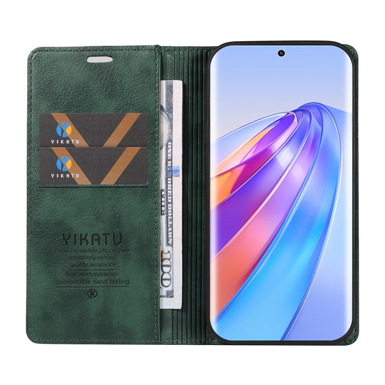 YIKATU YK-006 For Honor X40 5G / X9a 5G / Magic5 Lite 5G Leather Case Litchi Texture Phone Wallet Cover - Green