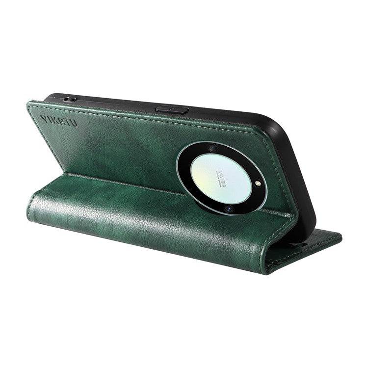 YIKATU YK-006 For Honor X40 5G / X9a 5G / Magic5 Lite 5G Leather Case Litchi Texture Phone Wallet Cover - Green