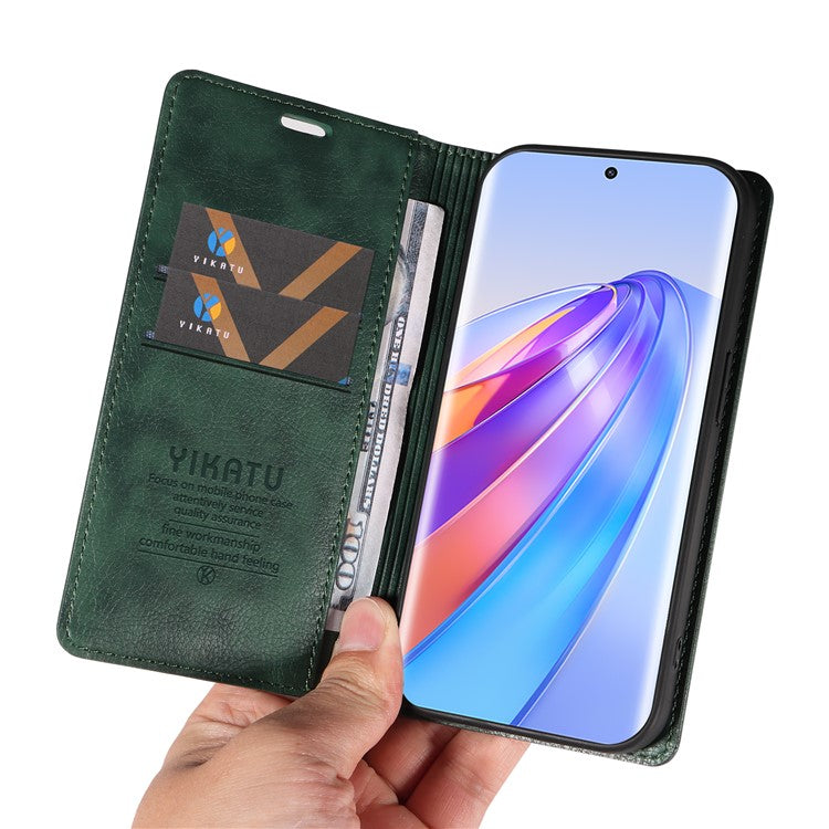 YIKATU YK-006 For Honor X40 5G / X9a 5G / Magic5 Lite 5G Leather Case Litchi Texture Phone Wallet Cover - Green