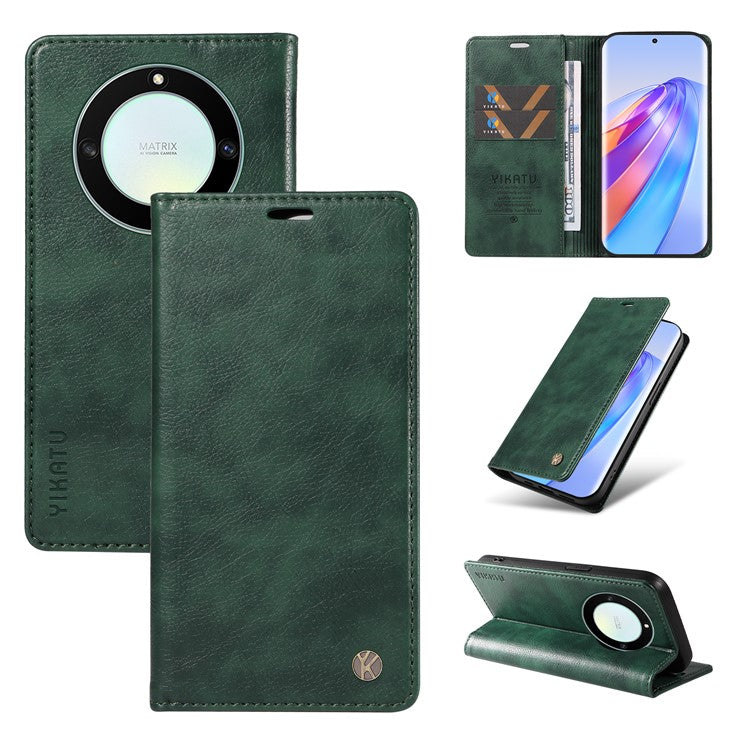 YIKATU YK-006 For Honor X40 5G / X9a 5G / Magic5 Lite 5G Leather Case Litchi Texture Phone Wallet Cover - Green