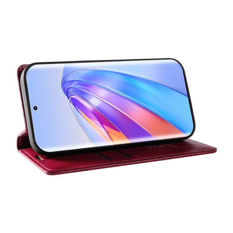 YIKATU YK-006 For Honor X40 5G / X9a 5G / Magic5 Lite 5G Leather Case Litchi Texture Phone Wallet Cover - Wine Red