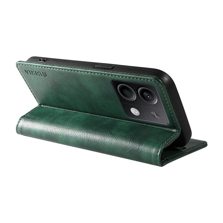 YIKATU YK-006 For Xiaomi Redmi Note 13 5G Case Litchi Texture Leather Wallet Phone Cover - Green