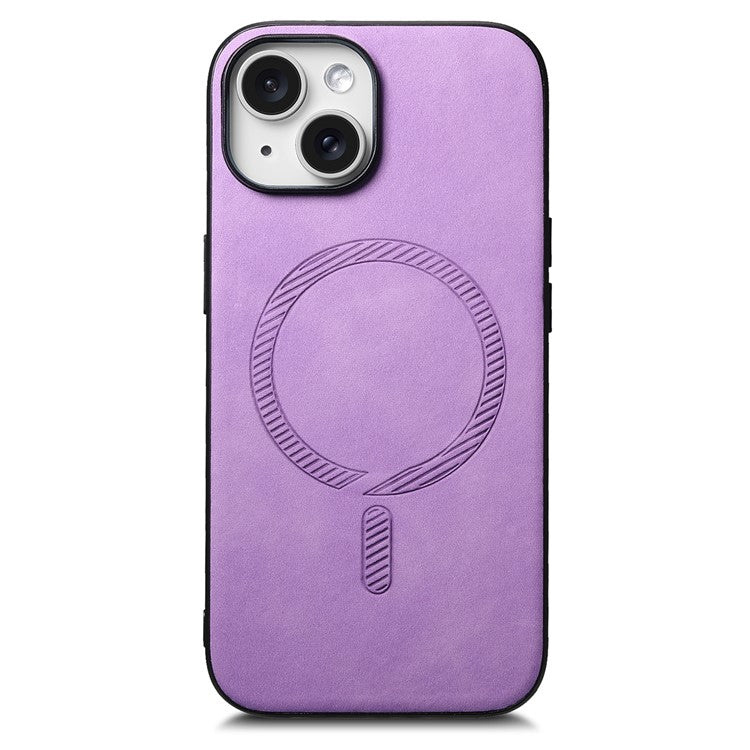 B1 For iPhone 14 Magnetic Case Compatible with MagSafe Skin-touch Leather+TPU Phone Cover - Purple