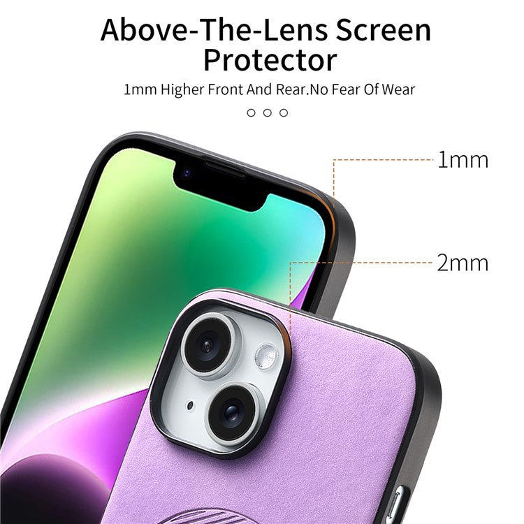 B1 For iPhone 14 Magnetic Case Compatible with MagSafe Skin-touch Leather+TPU Phone Cover - Purple