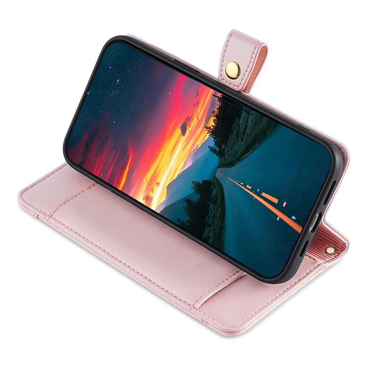 For Motorola Moto G45 5G / G34 5G Leather Case with Shoulder Strap Zipper Wallet Phone Cover - Pink