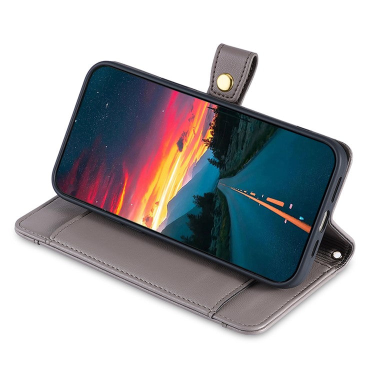 For Motorola Moto G45 5G / G34 5G Leather Case with Shoulder Strap Zipper Wallet Phone Cover - Grey
