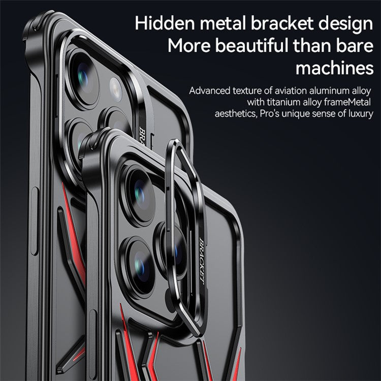 Phone Cover for iPhone 14 Pro Spider Design Hollow Out Aluminum Alloy Drop Proof Airbag Case - Silver