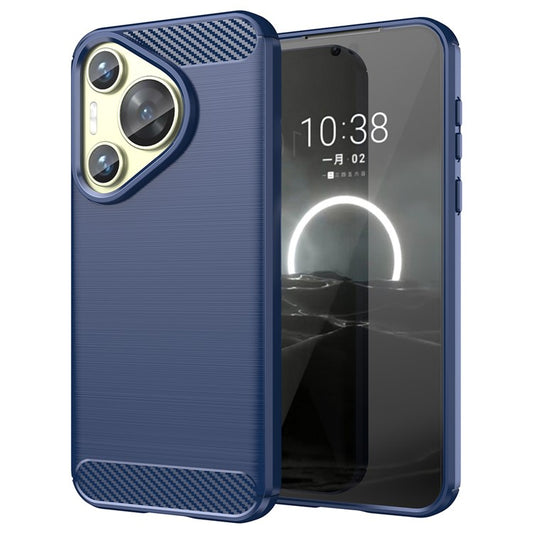 For Huawei Pura 70 Case Carbon Fiber Texture TPU Phone Cover - Blue