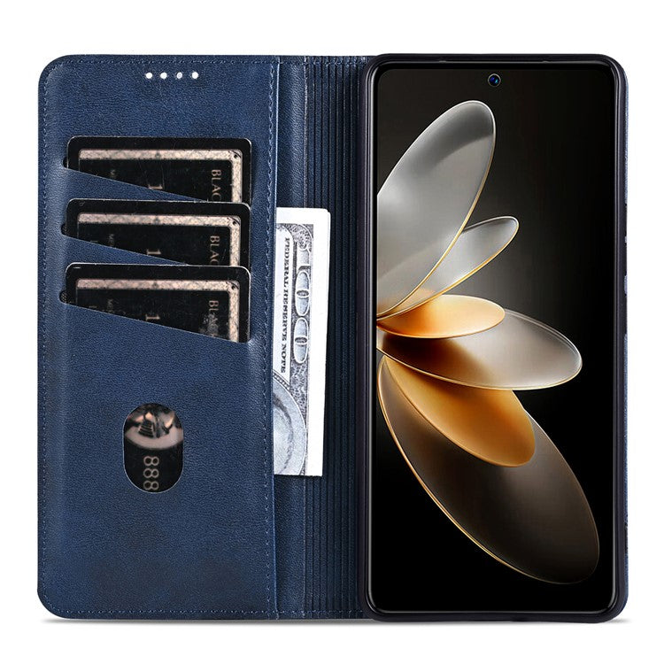 AZNS For Huawei Pura 70 Wallet Case PU Leather Magnetic Shock Absorbing Phone Cover - Blue