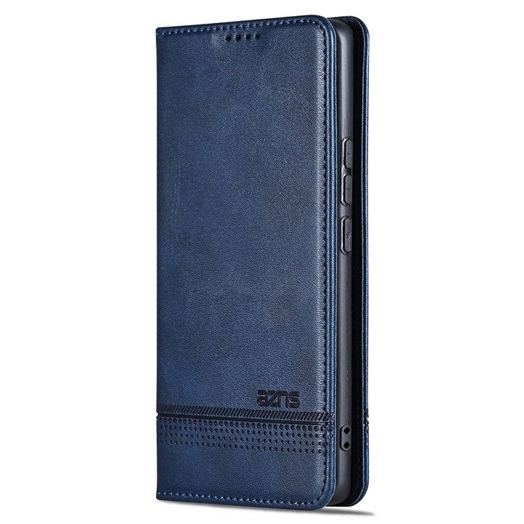 AZNS For Huawei Pura 70 Wallet Case PU Leather Magnetic Shock Absorbing Phone Cover - Blue