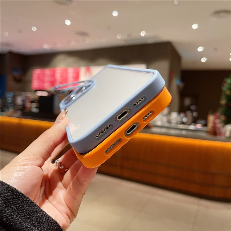 U1 For iPhone 14 Pro Max Case Built-In Glass Lens Film TPU+Acrylic Kickstand Phone Cover - Orange