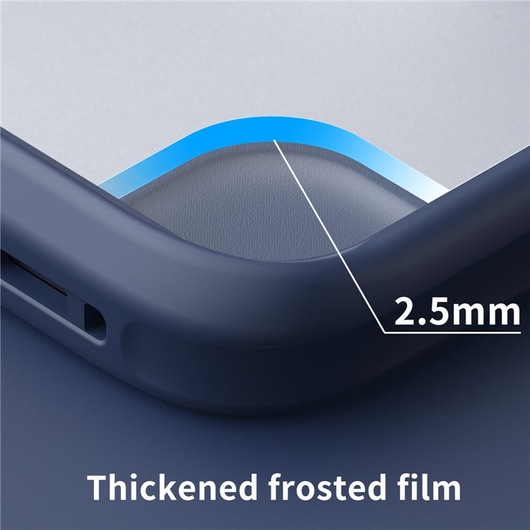 For iPhone 14 Plus Case Matte Finish Metal Lens Frame Smart Phone Cover - Sapphire