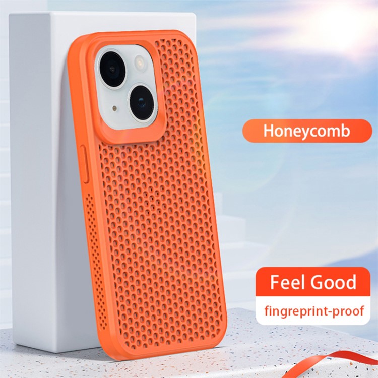 For iPhone 14 Heat Dissipation Case PC+TPU Breathable Hollow Phone Cover - White