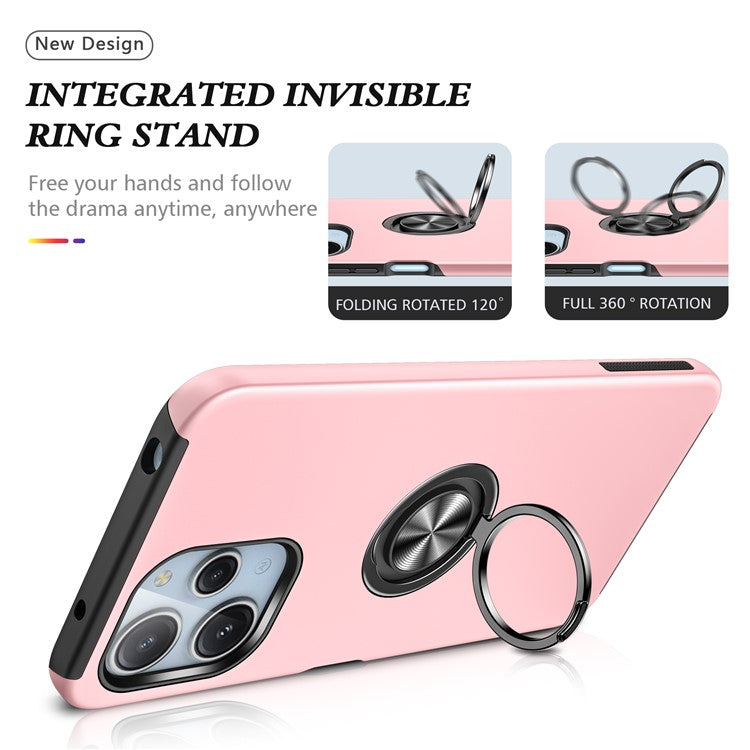 For Xiaomi Redmi 12 4G Case PC+TPU Kickstand Cover Cell Phone Accessory Wholesale - Rose Gold
