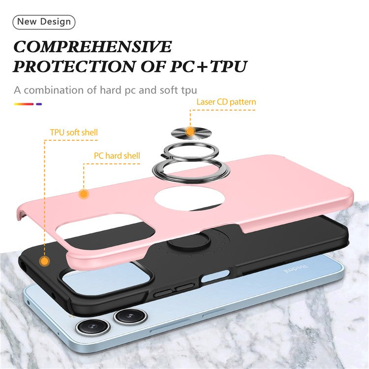 For Xiaomi Redmi 12 4G Case PC+TPU Kickstand Cover Cell Phone Accessory Wholesale - Rose Gold