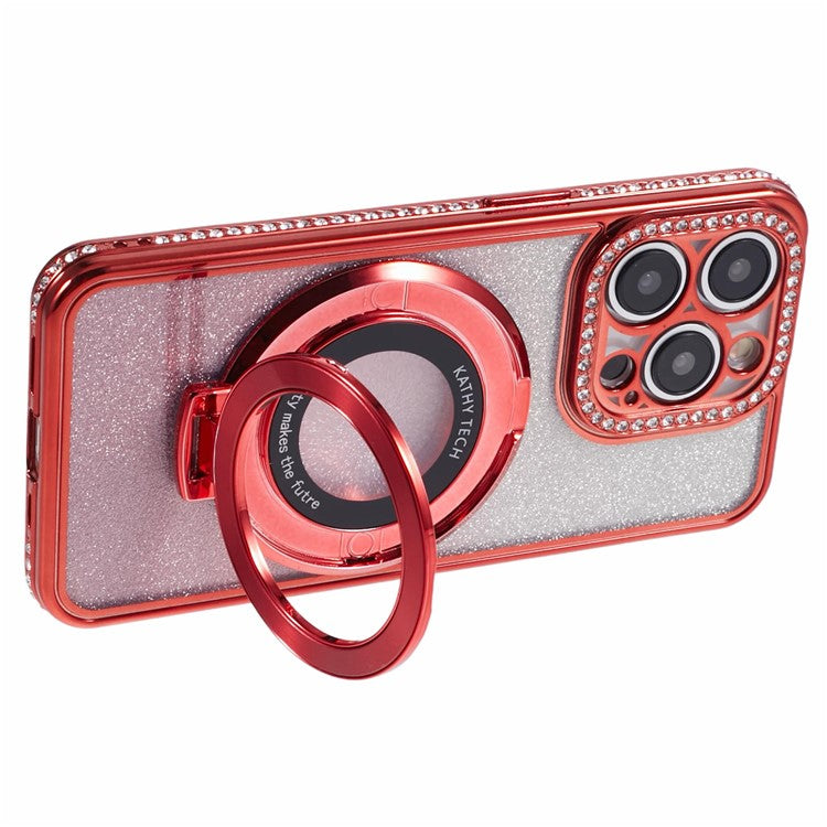 For iPhone 14 Pro Max TPU Cover Gradient Shockproof Invisible Kickstand Cell Phone Case - Red