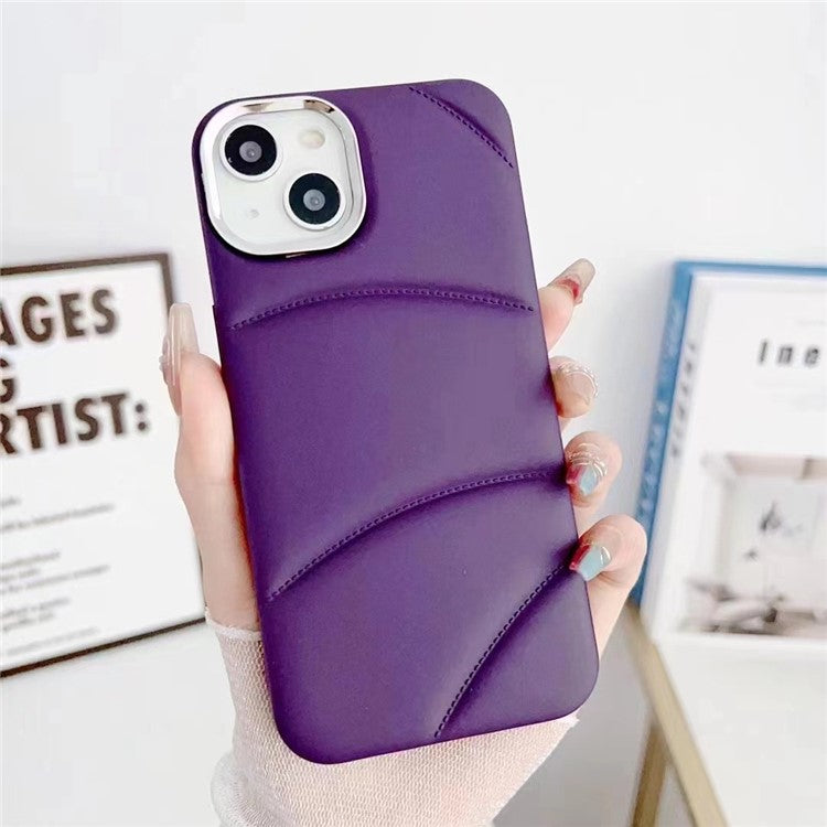 For iPhone 14 Case Shock-Absorbent TPU Rubberized Phone Cover with PC Lens Frame - Dark Purple