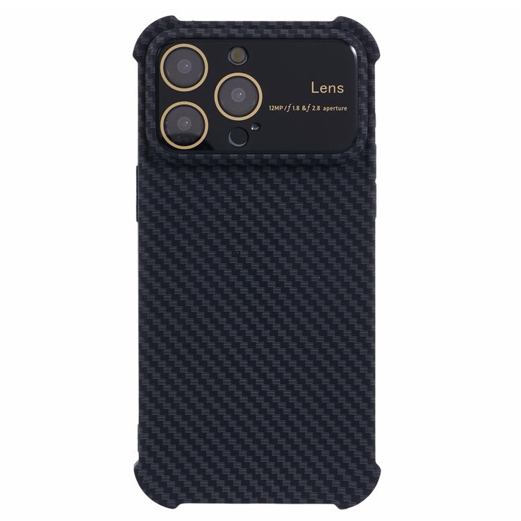 HRX Series for iPhone 14 Pro Case Reinforced Corners Carbon Fiber Texture Phone Cover - Black