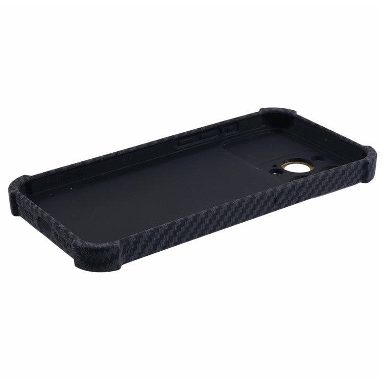 HRX Series for iPhone 14 Pro Case Reinforced Corners Carbon Fiber Texture Phone Cover - Black