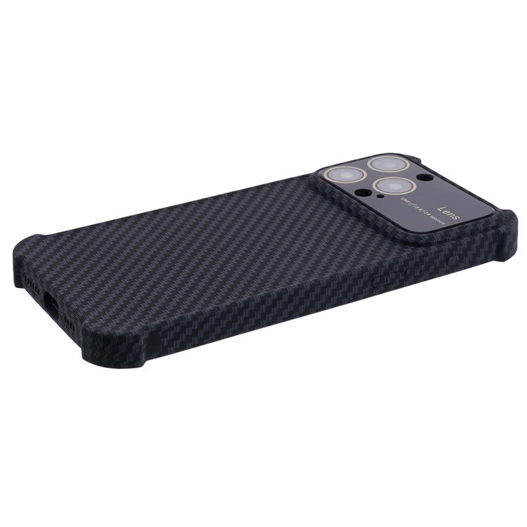 HRX Series for iPhone 14 Pro Case Reinforced Corners Carbon Fiber Texture Phone Cover - Black