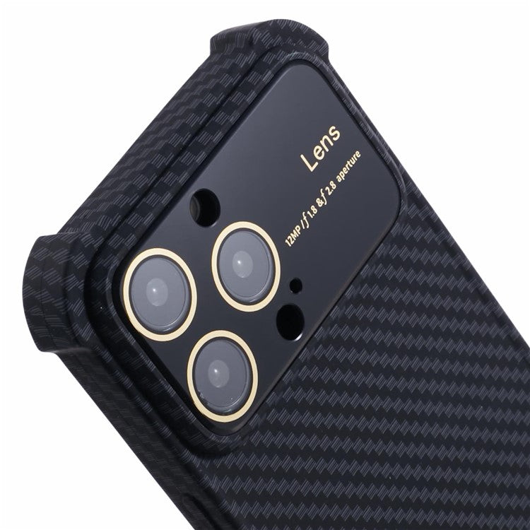 HRX Series for iPhone 14 Pro Case Reinforced Corners Carbon Fiber Texture Phone Cover - Black
