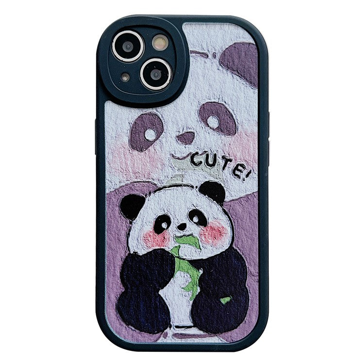 For iPhone 14 Case Soft TPU Pattern Printed Round Edge Phone Cover - Bamboo Panda