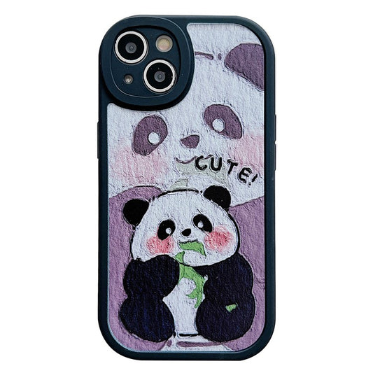 For iPhone 14 Case Soft TPU Pattern Printed Round Edge Phone Cover - Bamboo Panda