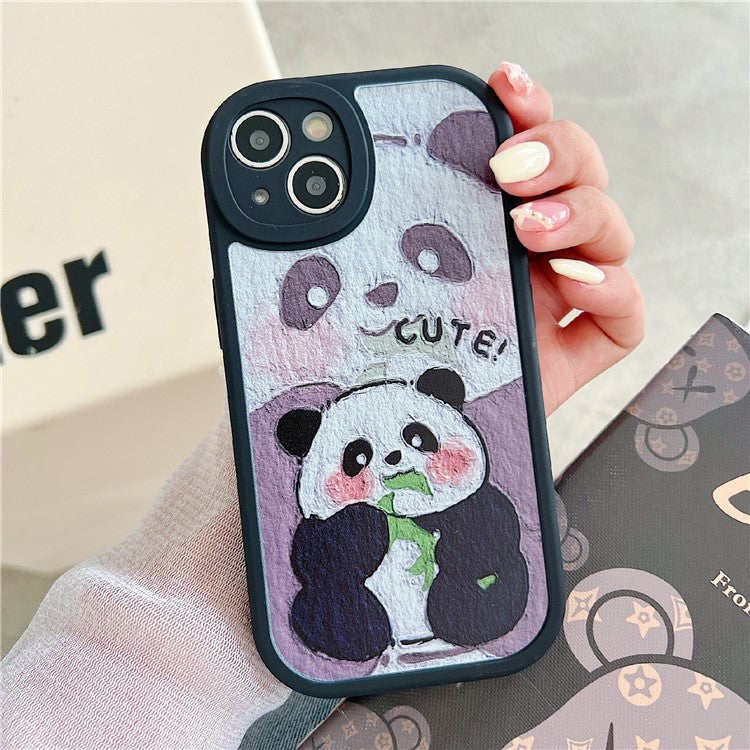 For iPhone 14 Case Soft TPU Pattern Printed Round Edge Phone Cover - Bamboo Panda