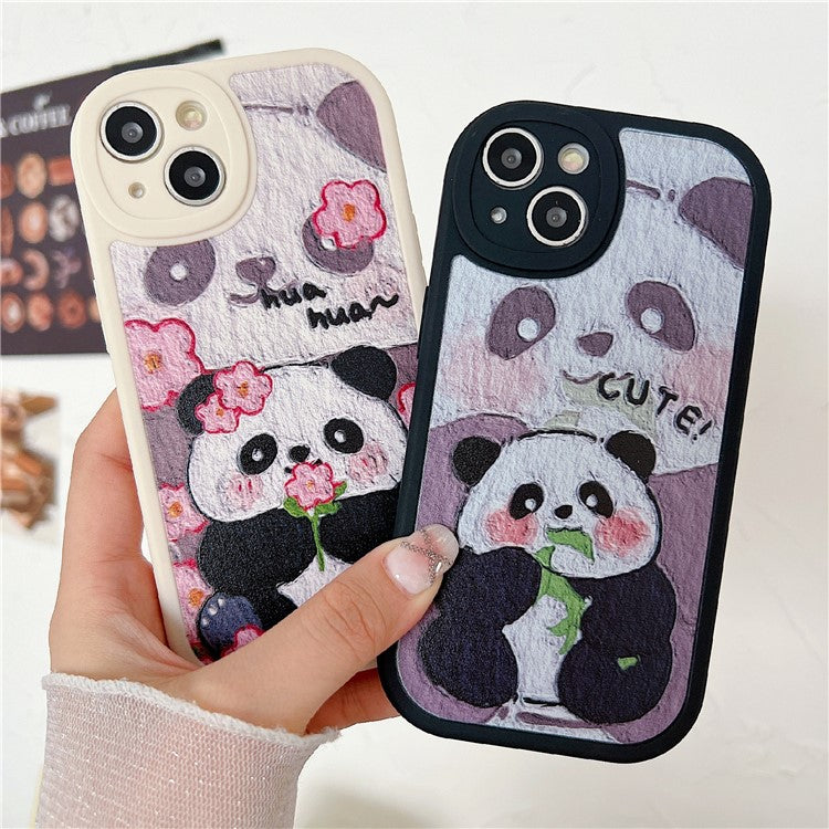 For iPhone 14 Case Soft TPU Pattern Printed Round Edge Phone Cover - Bamboo Panda