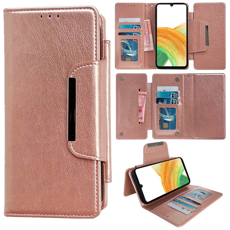For Samsung Galaxy A33 5G Case PU Leather Wallet 2-in-1 Removable Protective Folio Phone Cover - Rose Gold