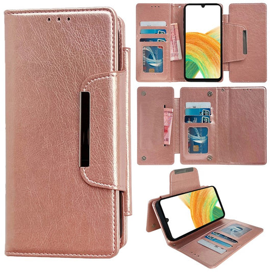 For Samsung Galaxy A33 5G Case PU Leather Wallet 2-in-1 Removable Protective Folio Phone Cover - Rose Gold