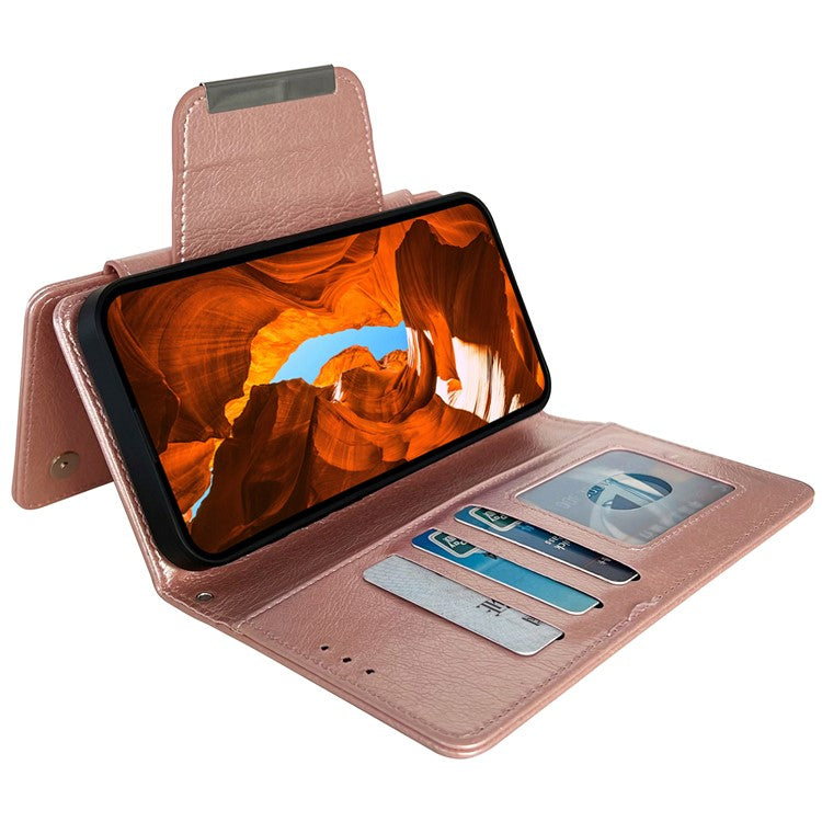 For Samsung Galaxy A33 5G Case PU Leather Wallet 2-in-1 Removable Protective Folio Phone Cover - Rose Gold