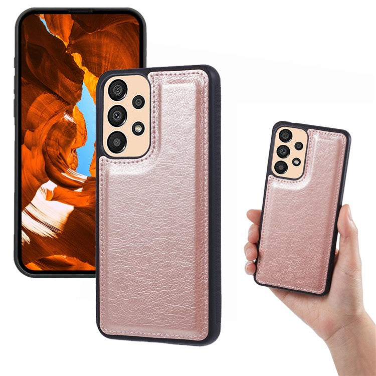 For Samsung Galaxy A33 5G Case PU Leather Wallet 2-in-1 Removable Protective Folio Phone Cover - Rose Gold