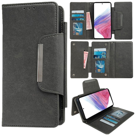 For Samsung Galaxy A53 5G Magnetic Phone Case Detachable Wallet Leather+TPU Cover - Grey