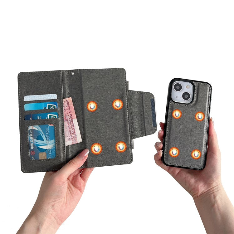 For Samsung Galaxy A53 5G Magnetic Phone Case Detachable Wallet Leather+TPU Cover - Grey