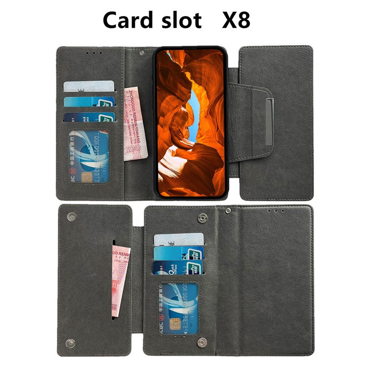 For Samsung Galaxy A53 5G Magnetic Phone Case Detachable Wallet Leather+TPU Cover - Grey