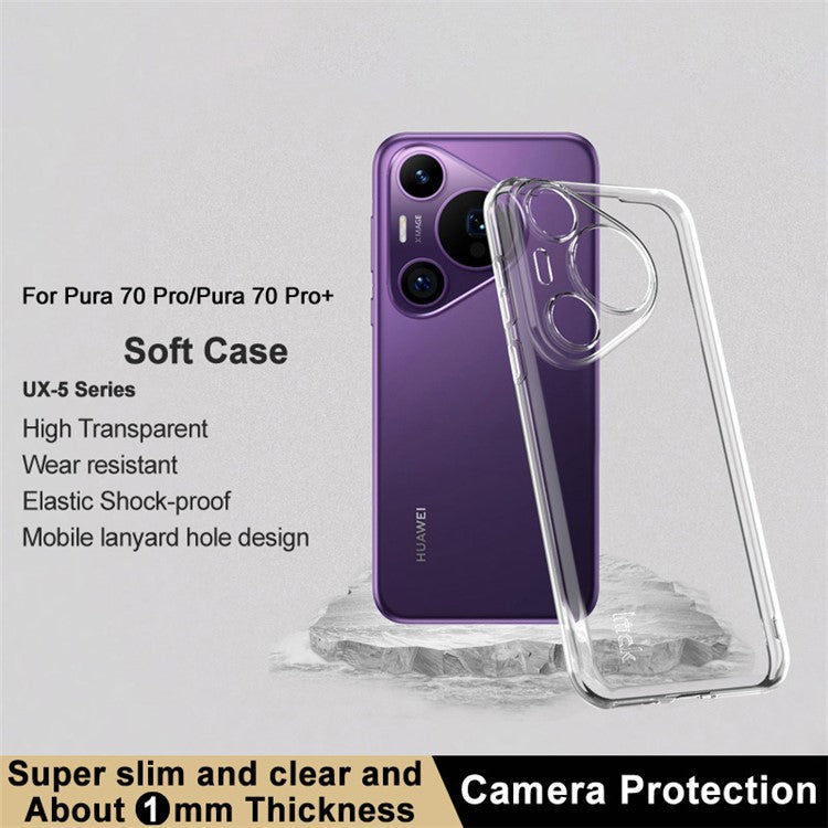 IMAK UX-5 Series For Huawei Pura 70 Pro / Pura 70 Pro+ Case Transparent Soft TPU Slim Phone Cover
