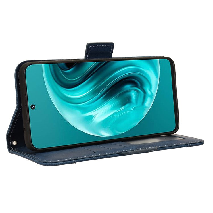 For Huawei nova 13i 4G / nova 12i 4G / Enjoy 70 Pro Case PU Leather Stand Function Multiple Card Slots Phone Cover - Blue