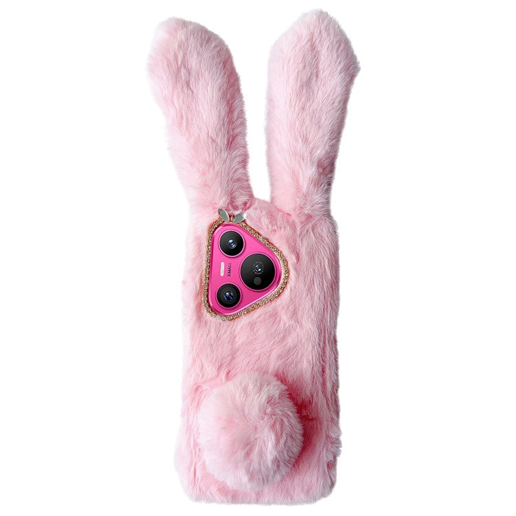 For Huawei Pura 70 TPU Case Plush Cute Rabbit Design Cover Cell Phone Accessory Wholesale - Pink