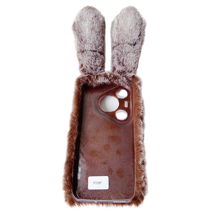 For Huawei Pura 70 TPU Case Plush Cute Rabbit Design Cover Cell Phone Accessory Wholesale - Pink