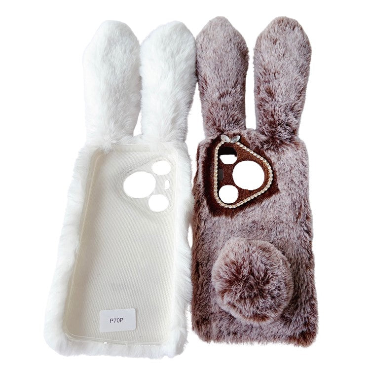 For Huawei Pura 70 TPU Case Plush Cute Rabbit Design Cover Cell Phone Accessory Wholesale - Pink