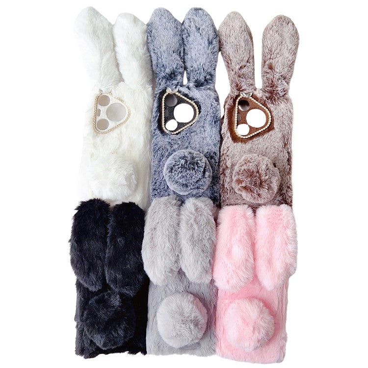 For Huawei Pura 70 Pro+ / 70 Pro Cell Phone Case Plush Cute Rabbit Design Soft TPU Shell - White