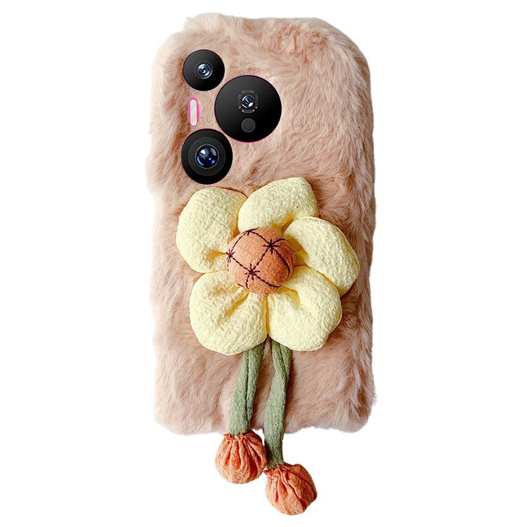 For Huawei Pura 70 Case Sunflower Fur Warm Plush TPU Phone Cover - Apricot