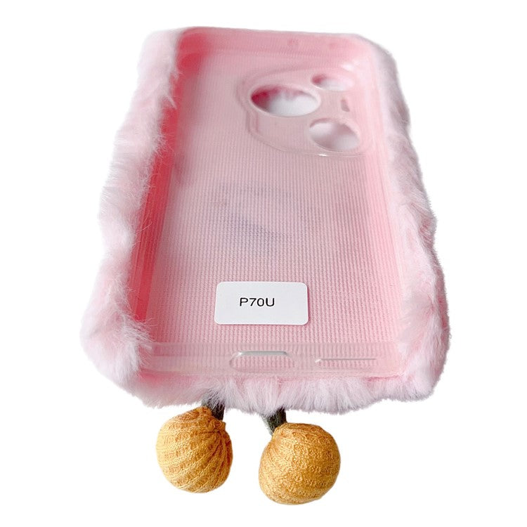 For Huawei Pura 70 Case Sunflower Fur Warm Plush TPU Phone Cover - Apricot
