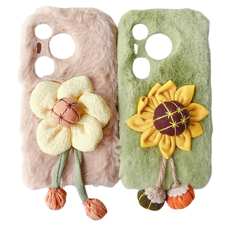For Huawei Pura 70 Case Sunflower Fur Warm Plush TPU Phone Cover - Apricot
