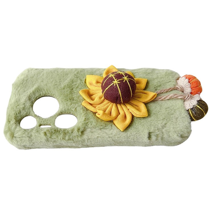 For Huawei Pura 70 Pro / 70 Pro+ Case Sunflower Fur Warm Plush TPU Phone Cover - Green