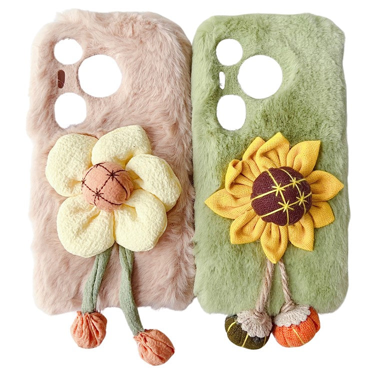 For Huawei Pura 70 Pro / 70 Pro+ Case Sunflower Fur Warm Plush TPU Phone Cover - Green
