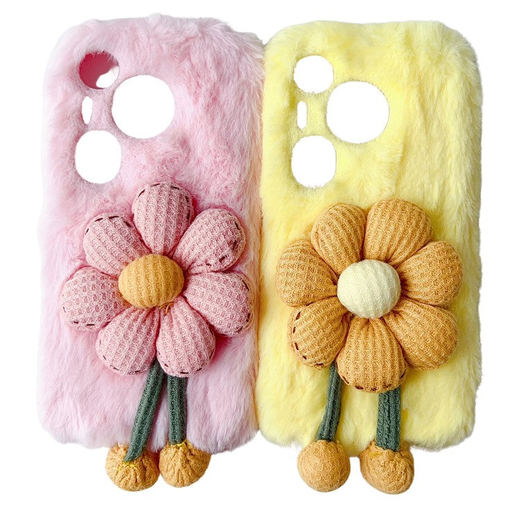 For Huawei Pura 70 Pro / 70 Pro+ Case Sunflower Fur Warm Plush TPU Phone Cover - Green
